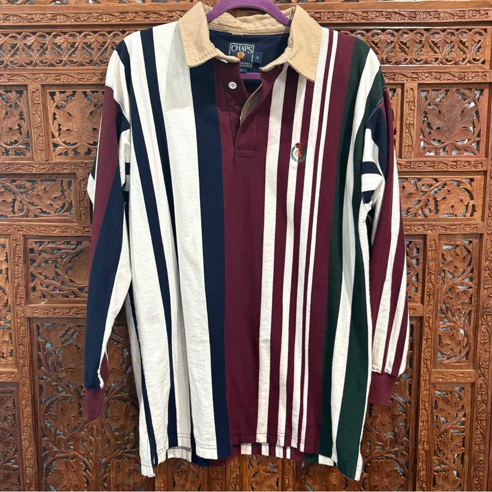 Chaps Ralph Lauren Vintage 90s Men's Striped Rugby Shirt